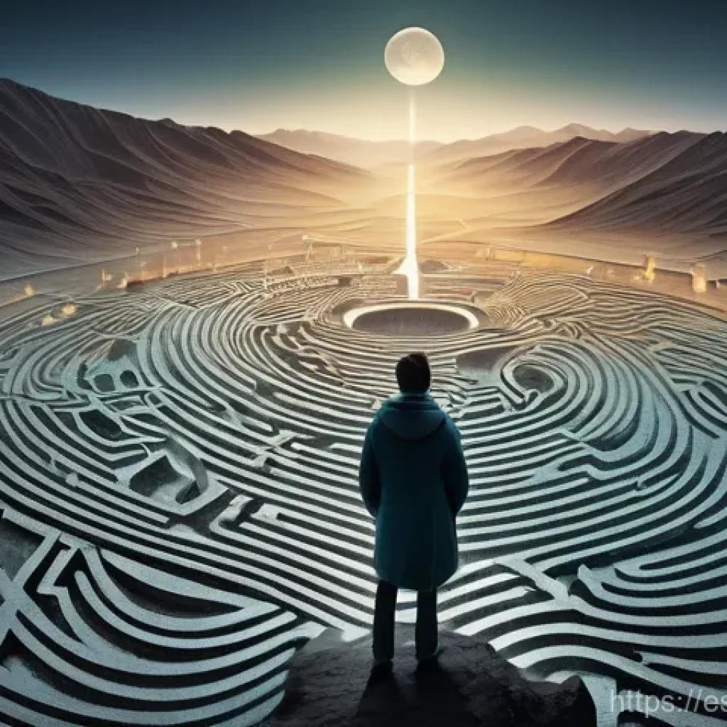 자서전적 치료법의 심리적 장점 - **Prompt 1: "The Soul's Labyrinth Map"**
    A lone figure, a person of ambiguous gender, in their l...