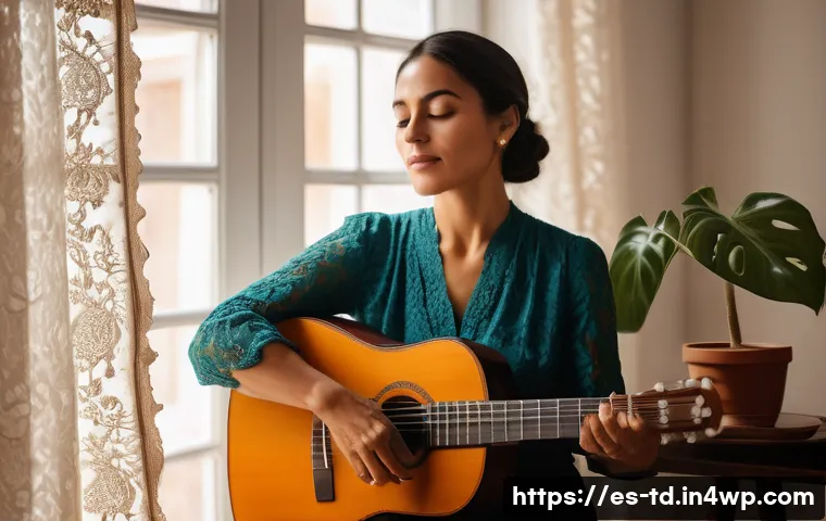 자서전적 치료법에서의 인지적 기법 - A serene therapy room in a modern Spanish home, featuring a middle-aged Hispanic woman thoughtfully ...